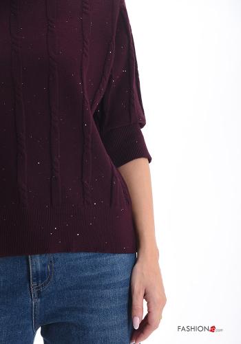 short sleeve crew neck Sweater with sequins - ph 4