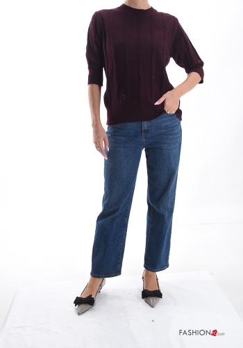 short sleeve crew neck Sweater with sequins - ph 5