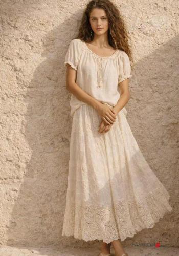 Falda de Algodón bordado inglés