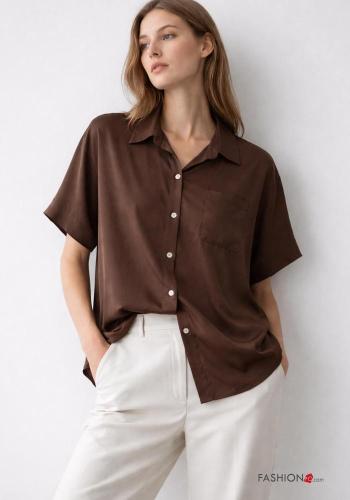 Camisa satén con bolsillos