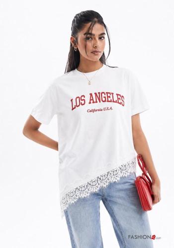 lace trim T-shirt