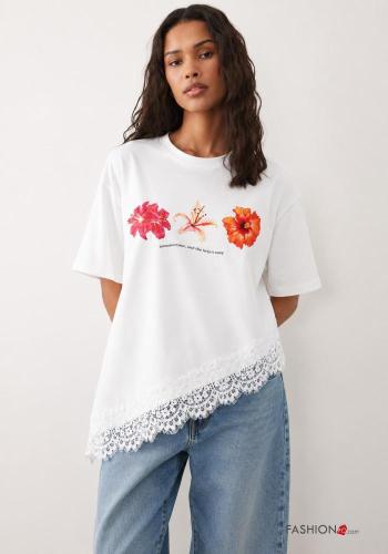 lace trim T-shirt