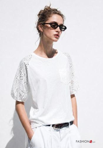 puff sleeve Cotton T-shirt with pockets - ph 1
