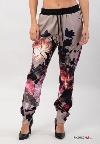 Pantalon à Imprimé Floral avec corde avec poches avec élastique
