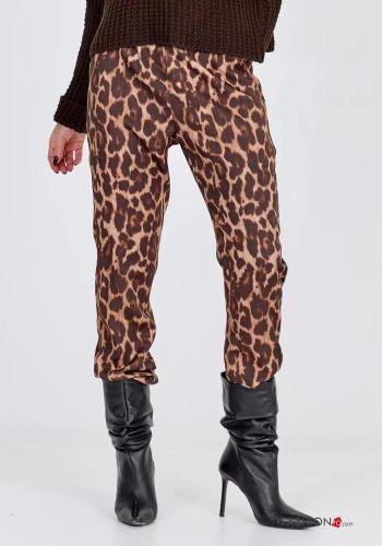 Pantalon Imprimé animalier avec corde avec poches avec élastique