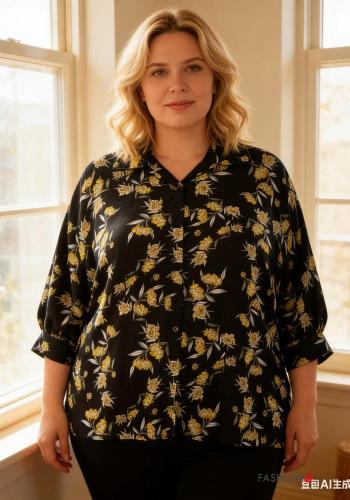 Oversize Hemd mit Knöpfen 3/4 ärmel - ph 1