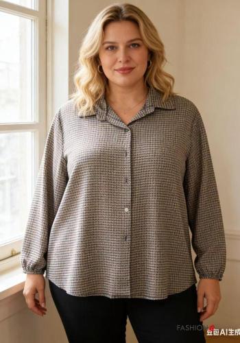 Oversize lange ärmel Hemd mit Knöpfen mit gummizug - ph 1