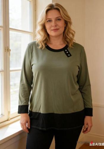 Oversize u-boot ausschnitt lange ärmel Bluse