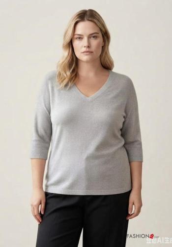 Sweater with v-neck 3/4 sleeve - ph 1