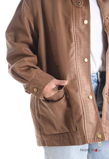 Giacca in Cotone con colletto con fodera con zip con bottoni con tasche - ph 4