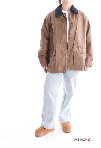 Giacca in Cotone con colletto con fodera con zip con bottoni con tasche - ph 5