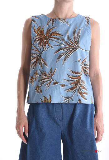 Leaf print Cotton Tank-Top