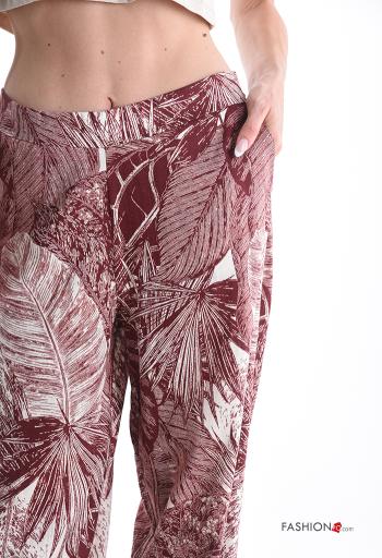 Calças em Linho Estampado folhas - ph 4