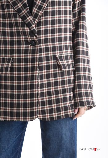 Blazer in Cotone maniche lunghe Fantasia quadrettata vichy con bottoni con fodera - ph 4