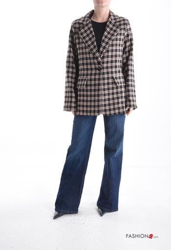 Blazer in Cotone maniche lunghe Fantasia quadrettata vichy con bottoni con fodera - ph 5