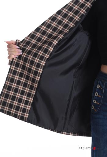 Blazer in Cotone maniche lunghe Fantasia quadrettata vichy con bottoni con fodera - ph 6