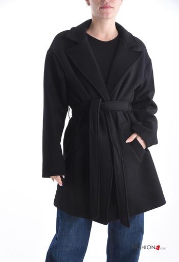 Cappotto in Misto Lana maniche lunghe con fodera con cintura con bottoni - ph 1