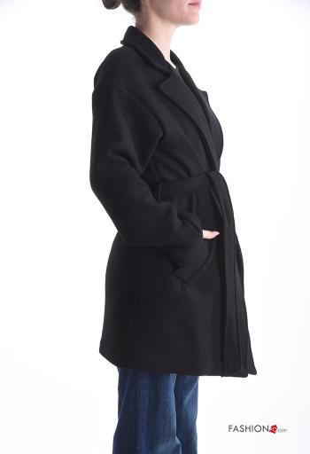 Cappotto in Misto Lana maniche lunghe con fodera con cintura con bottoni - ph 3