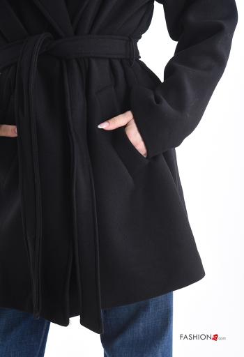 Cappotto in Misto Lana maniche lunghe con fodera con cintura con bottoni - ph 4