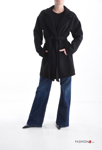 Cappotto in Misto Lana maniche lunghe con fodera con cintura con bottoni - ph 5