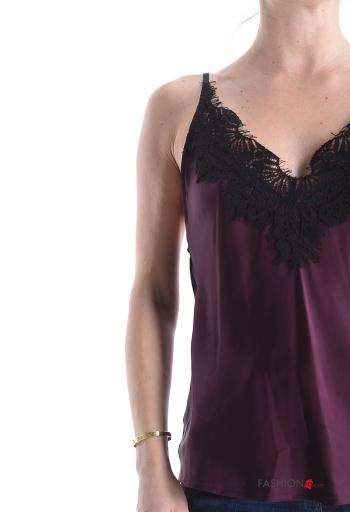 Top scollato sulla schiena senza maniche raso pizzo regolabile - ph 4