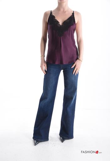 Top scollato sulla schiena senza maniche raso pizzo regolabile - ph 5