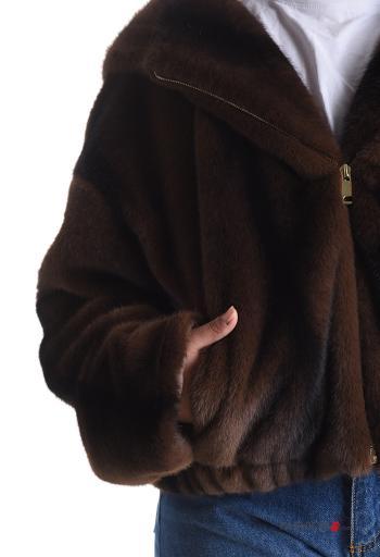 Casaco pelo sintético manga comprida com bolsos com capuz com forro - ph 4