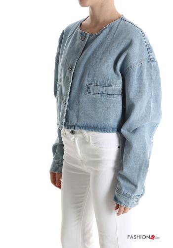 Denim Jacke aus Baumwolle mit Knöpfen mit Taschen - ph 3