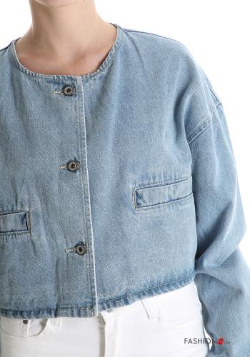 Denim Jacke aus Baumwolle mit Knöpfen mit Taschen - ph 4