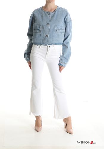 Denim Jacke aus Baumwolle mit Knöpfen mit Taschen - ph 5
