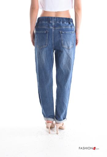 Denim Jeans aus Baumwolle mit Taschen mit gummizug mit kordelzug - ph 2