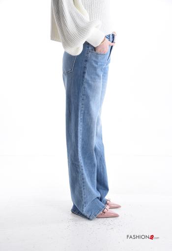 Calças de ganga em Algodão denim com bolsos com botões com fecho - ph 3