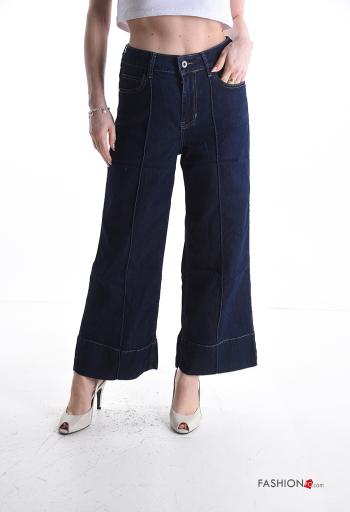 Calças de ganga em Algodão denim com bolsos com botões com fecho