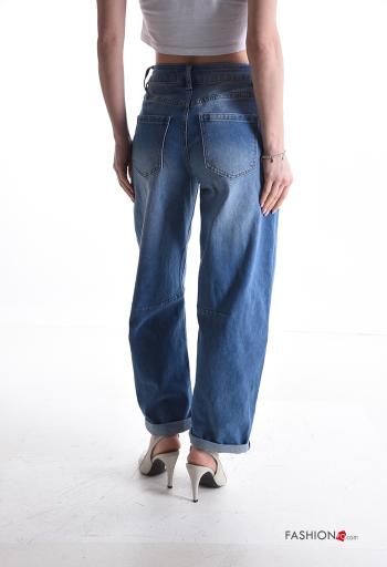 Calças de ganga em Algodão denim com bolsos com botões com fecho - ph 2