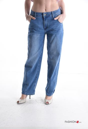 Calças de ganga em Algodão denim com bolsos com botões com fecho - ph 1