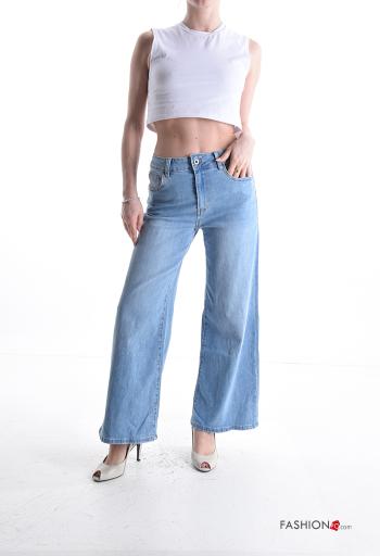 Calças de ganga em Algodão denim com bolsos com botões com fecho - ph 5