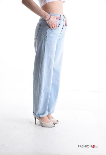 Calças de ganga em Algodão denim com bolsos com botões com fecho - ph 3