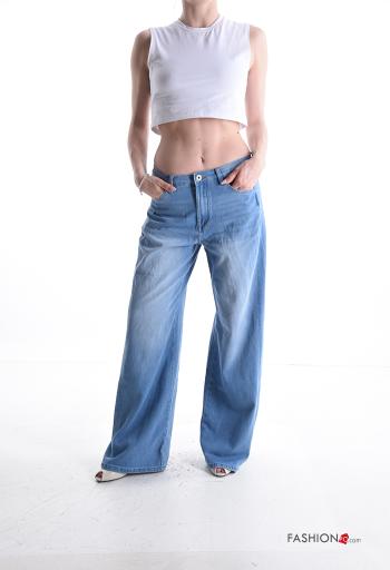 Calças de ganga em Algodão denim com bolsos com botões com fecho - ph 5