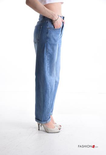 Calças de ganga em Algodão denim com bolsos com botões com fecho - ph 3