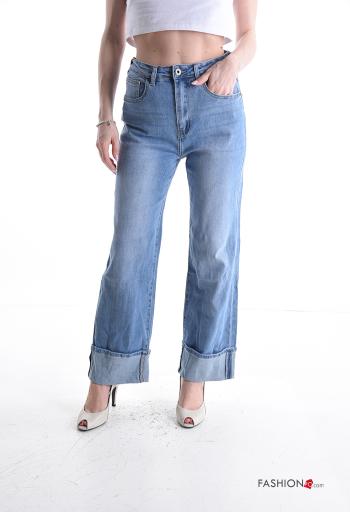 Calças de ganga em Algodão denim com bolsos com botões com fecho - ph 1