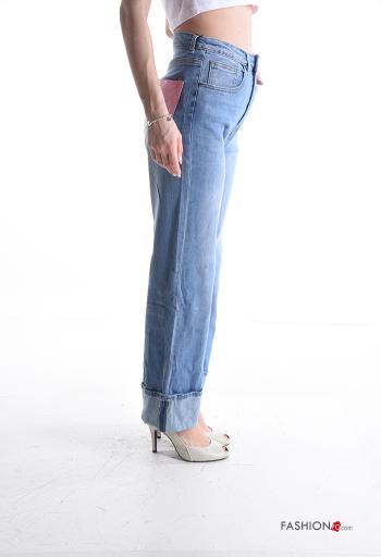 Calças de ganga em Algodão denim com bolsos com botões com fecho - ph 3