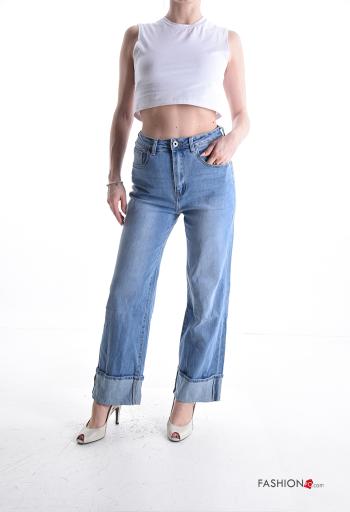 Calças de ganga em Algodão denim com bolsos com botões com fecho - ph 5