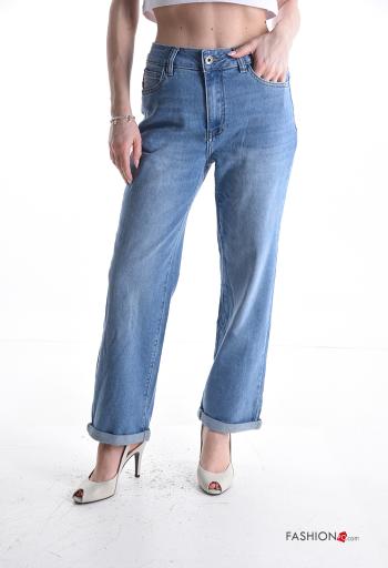 Calças de ganga em Algodão denim com bolsos com botões com fecho - ph 1