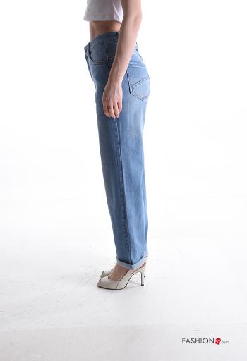 Calças de ganga em Algodão denim com bolsos com botões com fecho - ph 3