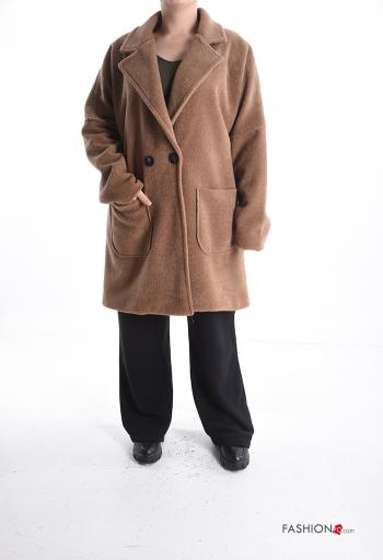 Manteau en Mélange de Laine avec poches avec doublure à boutons