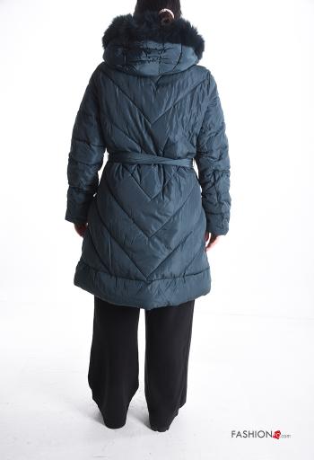 Doudoune fourrure synthétique avec fermeture éclair avec poches avec doublure avec ceinture à boutons - ph 2