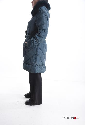 Doudoune fourrure synthétique avec fermeture éclair avec poches avec doublure avec ceinture à boutons - ph 3