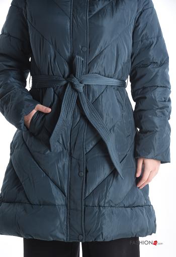 Doudoune fourrure synthétique avec fermeture éclair avec poches avec doublure avec ceinture à boutons - ph 4