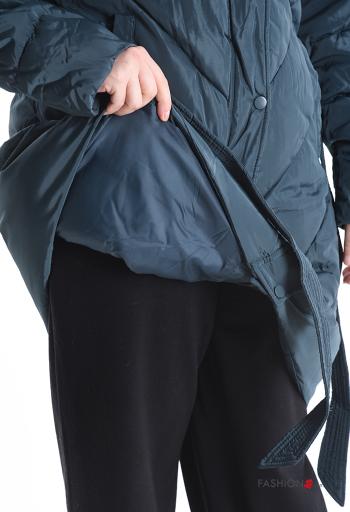 Doudoune fourrure synthétique avec fermeture éclair avec poches avec doublure avec ceinture à boutons - ph 5