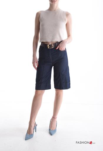 Cotton Bermuda with belt with buttons with zip with pockets - ph 5